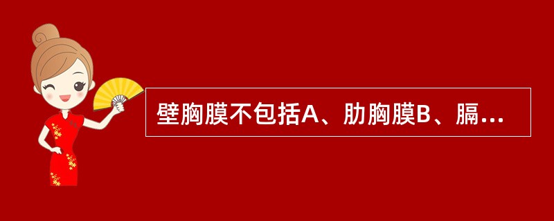 壁胸膜不包括A、肋胸膜B、膈胸膜C、纵隔胸膜D、肺胸膜E、胸膜顶