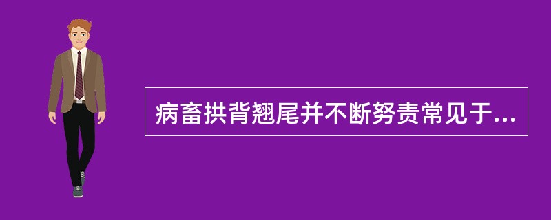 病畜拱背翘尾并不断努责常见于( )。