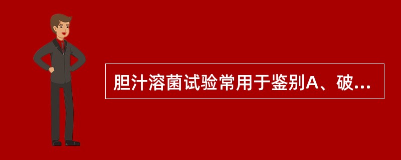 胆汁溶菌试验常用于鉴别A、破伤风梭菌与肉毒梭菌B、肺炎链球菌与甲型溶血性链球菌C