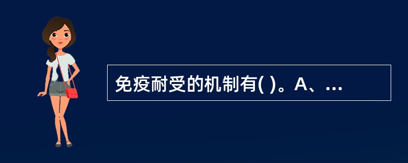 免疫耐受的机制有( )。A、克隆消除B、免疫忽视C、免疫隔离D、阳性选择E、阴性