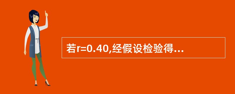 若r=0.40,经假设检验得P<0.05A、可以认为两变量存在直线关系B、尚不能