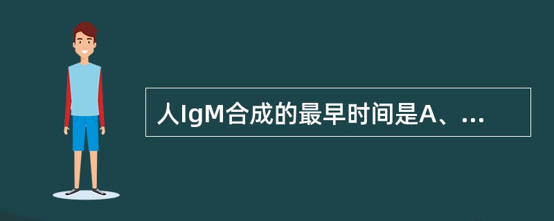 人IgM合成的最早时间是A、胎儿中期B、胎儿晚期C、出生后3个月D、出生后6个月