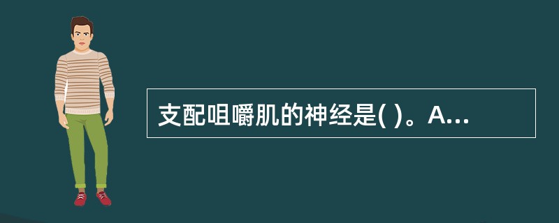 支配咀嚼肌的神经是( )。A、面神经B、上颌神经C、舌咽神经D、舌下神经E、下颌