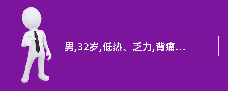 男,32岁,低热、乏力,背痛,活动受限,结合CT检查选择最可能的诊断( )。A、