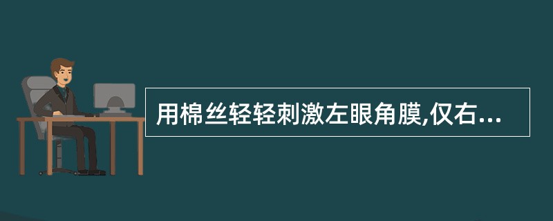 用棉丝轻轻刺激左眼角膜,仅右眼眨眼。如同样刺激右眼角膜,两眼均不眨眼。麻痹的神经