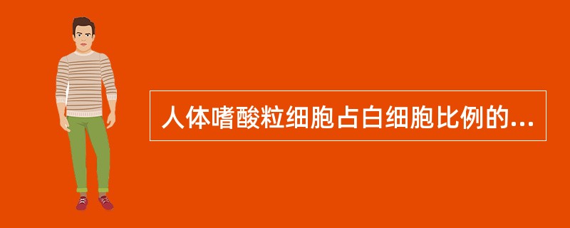 人体嗜酸粒细胞占白细胞比例的正常值是A、0.01~0.07B、0.005~0.0