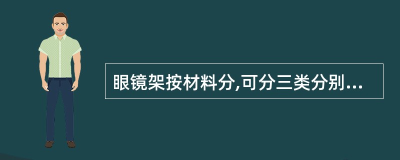 眼镜架按材料分,可分三类分别是:(),(),() 。