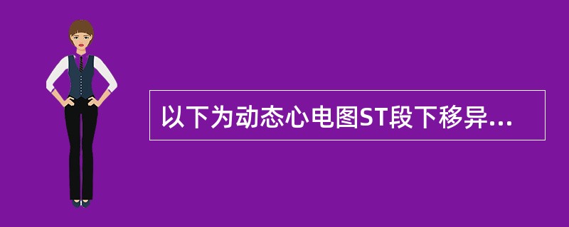 以下为动态心电图ST段下移异常事件的检测方法,其中不正确的表述是A、ST段的斜率