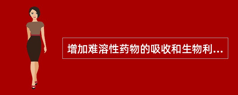 增加难溶性药物的吸收和生物利用度( )。