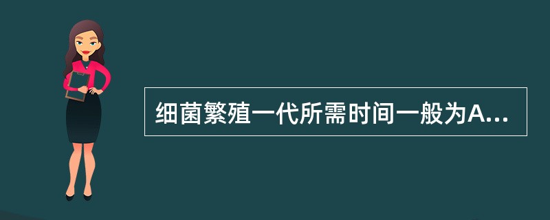 细菌繁殖一代所需时间一般为A、10£­19minB、20£­30minC、40£