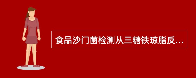 食品沙门菌检测从三糖铁琼脂反应结果可排除沙门菌的是A、斜面产酸,硫化氢阳性B、斜