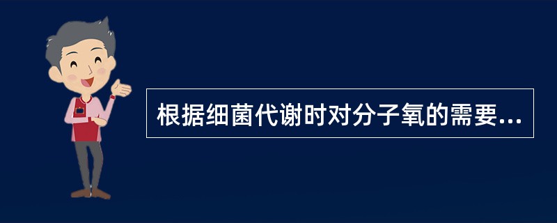 根据细菌代谢时对分子氧的需要与否,可分为A、兼性需氧菌;微需氧菌;兼性厌氧菌;专