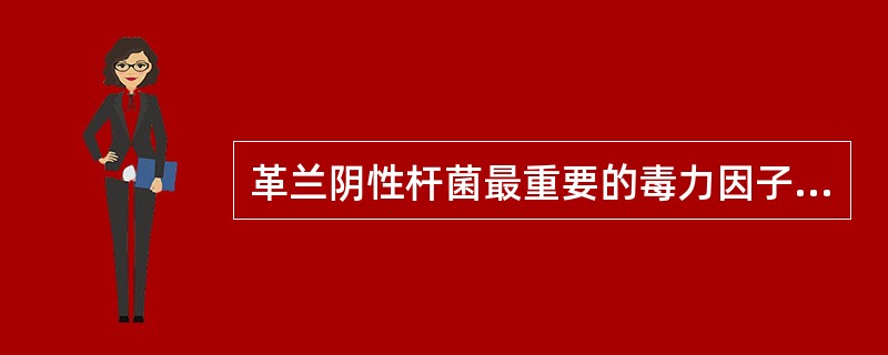 革兰阴性杆菌最重要的毒力因子是A、诱导性物质B、内毒素C、细胞外酶D、膜作用毒素