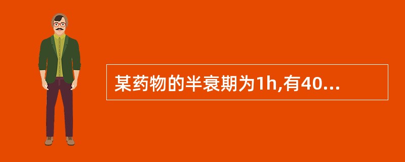 某药物的半衰期为1h,有40%的原形药经肾排泄而消除,其余的受到生物转化,其生物