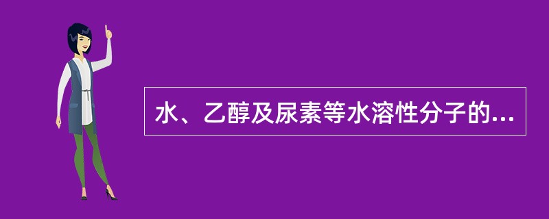 水、乙醇及尿素等水溶性分子的吸收( )。