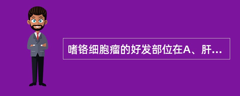 嗜铬细胞瘤的好发部位在A、肝脏B、肾上腺皮质C、肾上腺髓质D、甲状腺E、甲状旁腺