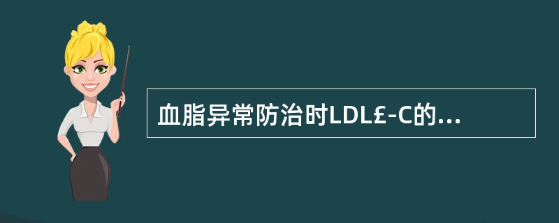 血脂异常防治时LDL£­C的最适水平是A、<4.13mmol£¯LB、<3.34