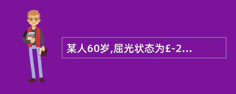 某人60岁,屈光状态为£­2.75DS,则其近用镜处方可能为( )。