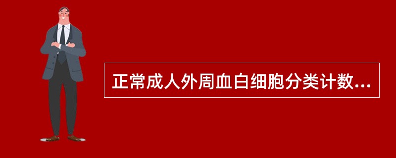 正常成人外周血白细胞分类计数中,淋巴细胞所占比例为A、0.2~0.4B、0.2~