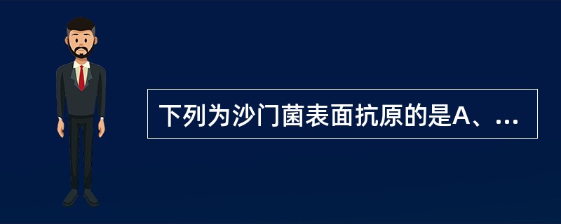 下列为沙门菌表面抗原的是A、K抗原B、A抗原C、M抗原D、V£¯W抗原E、Vi抗