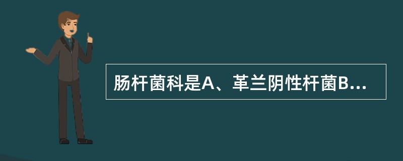 肠杆菌科是A、革兰阴性杆菌B、革兰阳性无芽孢杆菌C、革兰阴性球菌D、革兰阳性球菌