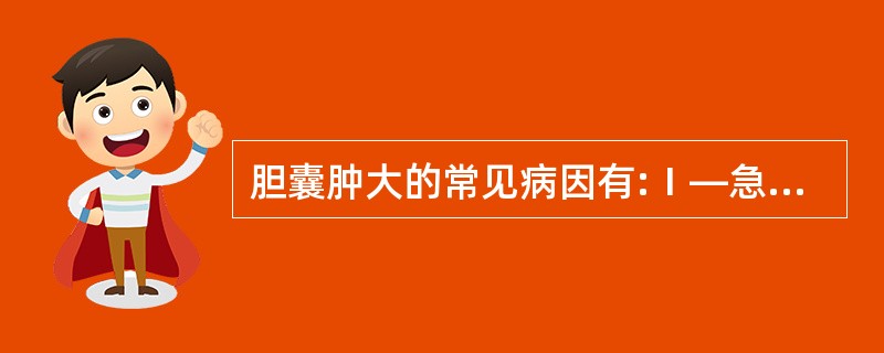 胆囊肿大的常见病因有:Ⅰ—急性胆囊炎;Ⅱ—胆囊颈管梗阻;Ⅲ—胆总管远端梗阻;Ⅳ—