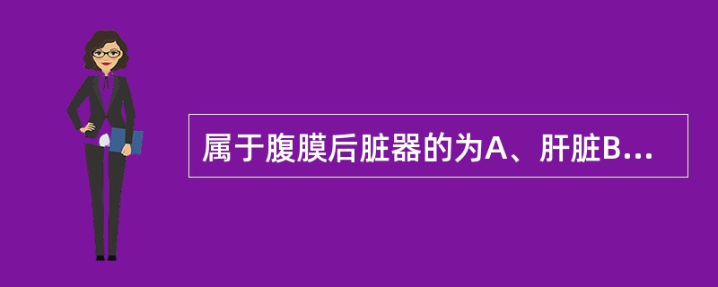 属于腹膜后脏器的为A、肝脏B、脾脏C、胆囊D、胰腺E、小肠