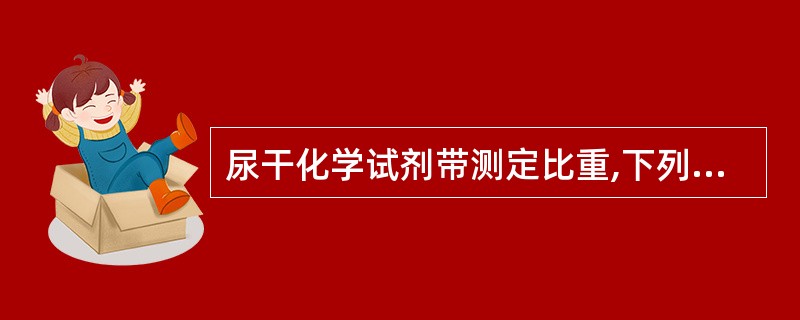 尿干化学试剂带测定比重,下列说法中错误的是A、干化学尿比重测定,pH变化范围为6