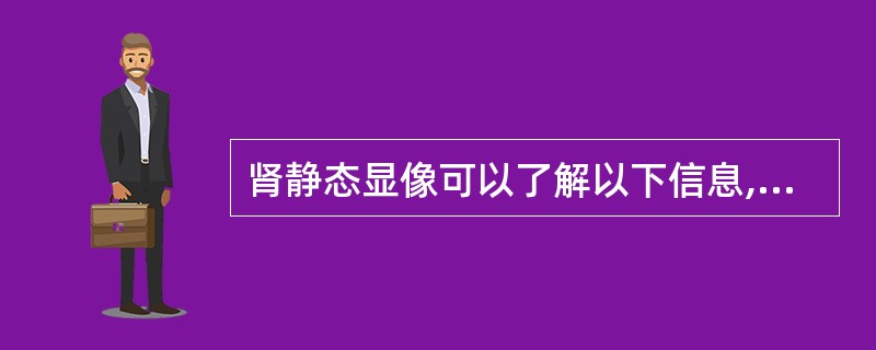 肾静态显像可以了解以下信息,除了A、肾脏的形态B、肾脏的位置C、肾脏的大小D、肾