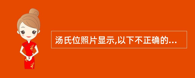 汤氏位照片显示,以下不正确的是A、照片包括全部枕骨、岩骨、眶骨及下颌骨升支B、矢