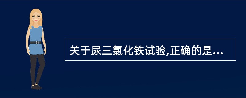 关于尿三氯化铁试验,正确的是A、用作对较大婴儿和儿童的苯丙酮尿症的筛查B、将三氯