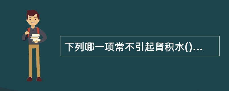 下列哪一项常不引起肾积水()。A、肾结石B、输尿管囊肿C、前列腺增生D、前列腺炎