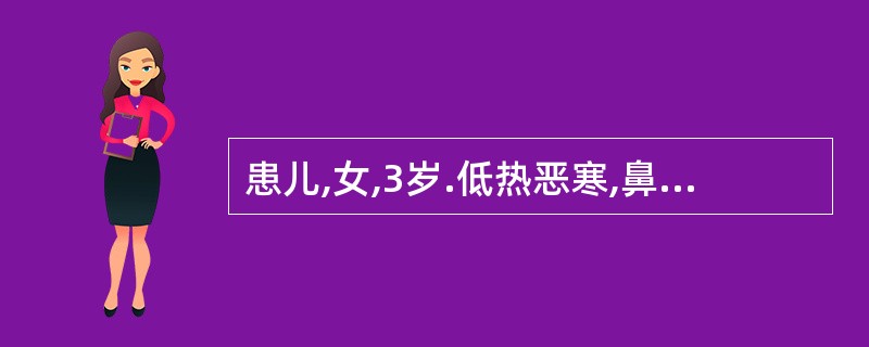 患儿,女,3岁.低热恶寒,鼻塞流涕,全身皮肤成批出疹,为红色斑疹和斑丘疹,继有疱