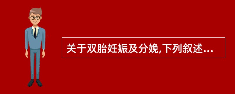 关于双胎妊娠及分娩,下列叙述正确的是( )A、孕妇处于子痫前期必须终止妊娠B、多