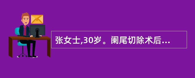 张女士,30岁。阑尾切除术后第4日,体温38.6℃,自诉伤口疼痛,偶尔咳嗽。查: