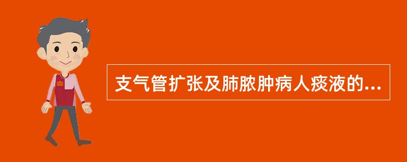 支气管扩张及肺脓肿病人痰液的典型表现是A、只有少量黏痰B、草绿色C、红棕色胶冻状