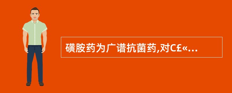 磺胺药为广谱抗菌药,对C£«菌、C£­菌、放线菌、衣原体、原虫、立克次体均有较好