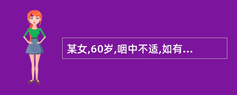 某女,60岁,咽中不适,如有物梗阻,咯之不出.咽之不下,胸闷胁痛,苔白腻,脉弦滑