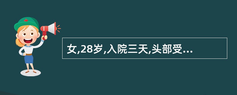 女,28岁,入院三天,头部受伤后立即昏迷,10分钟后清醒,有呕吐,对受伤情况不能