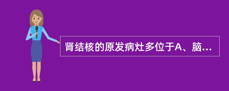 肾结核的原发病灶多位于A、脑B、肺C、心D、骨E、消化道