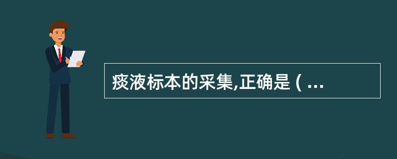 痰液标本的采集,正确是 ( )A、采前先漱口B、清晨第一口C、深部咳出的痰D、细