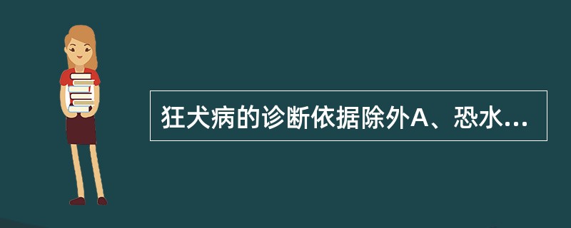 狂犬病的诊断依据除外A、恐水、怕风、怕光、大量流涎等典型症状B、咬人动物已诊断为