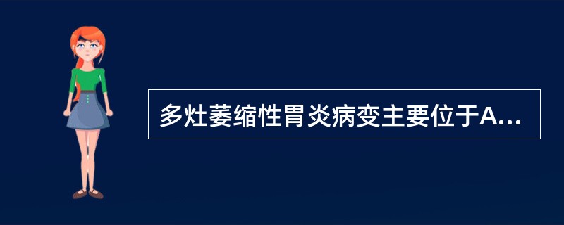 多灶萎缩性胃炎病变主要位于A、贲门部B、胃窦C、胃底D、胃体E、幽门部