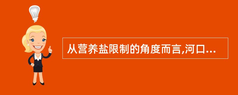 从营养盐限制的角度而言,河口区浮游植物通常受()限制A、KB、NC、PD、N -