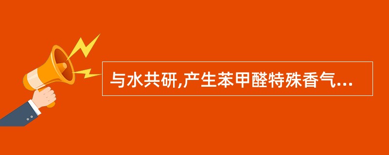 与水共研,产生苯甲醛特殊香气的药材是A、牛黄B、牵牛子C、吴茱萸D、菟丝子E、苦