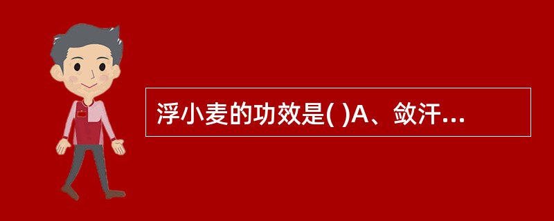 浮小麦的功效是( )A、敛汗、益气、养心、除热B、敛肺、生津、宁心、止泻C、敛汗