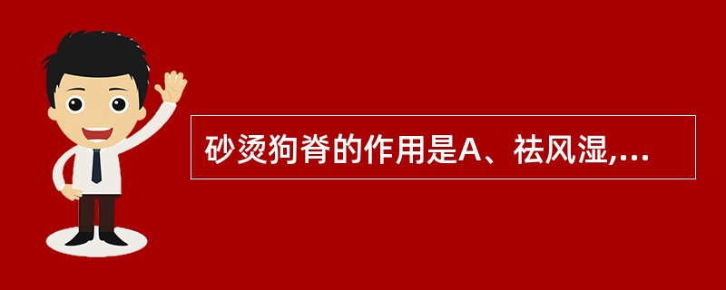 砂烫狗脊的作用是A、祛风湿,利关节B、接骨,强骨C、补肝肾,强筋骨D、补肾纳气E