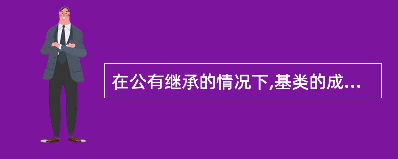 在公有继承的情况下,基类的成员在派生类中的访问权限为(41)。