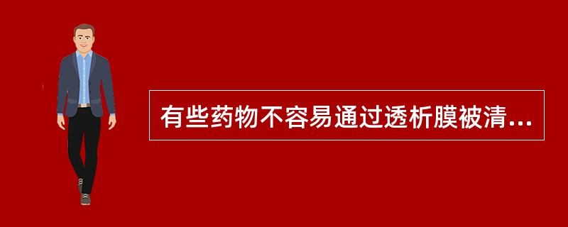 有些药物不容易通过透析膜被清除,其理化特性是