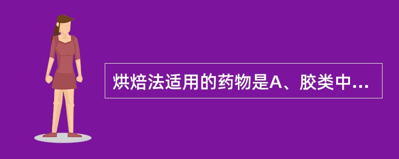 烘焙法适用的药物是A、胶类中药B、含挥发油类成分中药C、动物类中药D、种子类中药